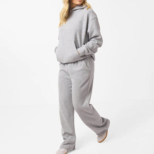 Conjunto Deportivo de 2 Piezas para Mujer, Sudadera con Capucha y Pantalones de Algodón 100%, Ropa Deportiva Informal con Hombros Caídos, Unisex - Product Image 5