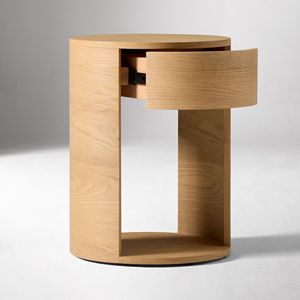 Table de chevet ronde Claremont en bois d'acajou de haute qualité avec 1 tiroir pour meubles de chambre - Product Image 5