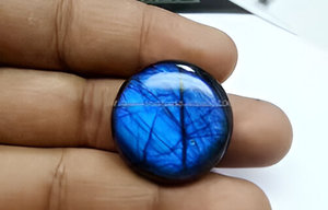 Piedra de cabujón suelta de labradorita azul brillante al por mayor, forma redonda Natural, piedra preciosa llamativa azul Welo para hacer joyas - Product Image 4