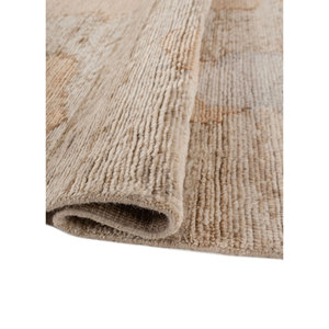 พรมขนสัตว์ถักมือสีเบจและสีน้ำตาล รุ่น AKWL-2098 ลายกราฟิกขนาดใหญ่ สำหรับตกแต่งห้องนั่งเล่นและทางเดินในบ้าน - Product Image 2