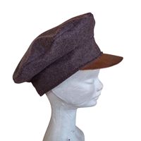 Gorra de la Guerra Civil del Siglo XIX con Pico de Cuero, Tela Tweed con Kepi