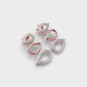 Good Quality Small Diamond Stud <b>Earrings</b> in 18K Rose Gold Delicate Gift for Birthday Graduation or Everyday Sparkle for Sale - Product Image 3