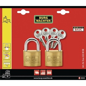 BURG-WCHTER Quadro 222 40 Padlock Set 6 mm Shackle Diameter and 22 mm Shackle Height Shackles - Product Image 1