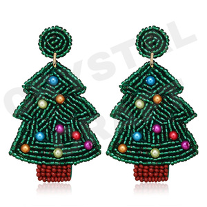 Pendientes Vintage con Cuentas de Color Azul y Naranja para Mujer, Accesorio de Boda, Navidad, Material de Tela, Joyería - Product Image 3