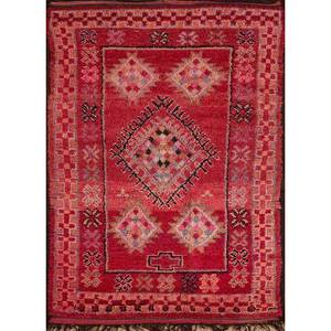 Tapis en laine noués à la main Nuray, géométriques, 9x12, rectangulaires, avec motif abstrait, pour la maison, le salon, la chambre à coucher, Pae-4612 en rouge orange - Product Image 1