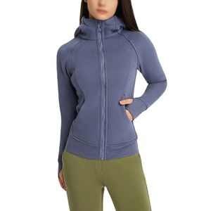 Sudaderas con capucha de diseño personalizado al por mayor para mujer, de invierno/otoño, para gimnasio, de color liso, con cremallera completa, holgadas, para correr al aire libre, con cierre frontal - Product Image 2