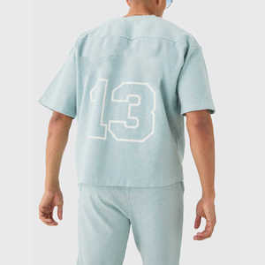 ชุดคู่เสื้อเชิ้ตและกางเกงขาสั้นผ้าฝ้าย100% ซีดจาง2ชิ้นชุดเสื้อผ้าพิมพ์โลโก้สกรีนคู่สำหรับผู้ชาย - Product Image 5