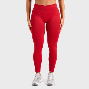 Best Price Customized <b>Women's</b> High Quality Anti-Bacterial <b>Leggings</b> Logo Waist Professional Yoga Wear Solid <b>Red</b> Tights - Product Image 1