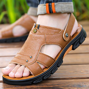 Chaussures de plage décontractées, nouveau style d'été, imperméables, semelle épaisse, en cuir véritable pour hommes, doublure en PU, antidérapantes, respirantes, sandales pour hommes - Product Image 3