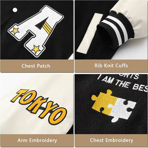 Vente en gros OEM Nouveau design Vestes d'université d'extérieur pour hommes Logo personnalisé Veste Letterman pour hommes - Product Image 4