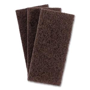 Boardwalk Heavy-Duty 4.62 In. X 10 In. Utility <b>Pad</b> Brown-10/Carton Premium <b>Sponges</b> & <b>Scouring</b> <b>Pads</b> - Product Image 1