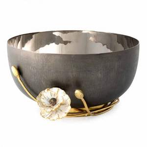 ชามโลหะสีขาวพร้อมขาตั้งสีทอง - Product Image 3