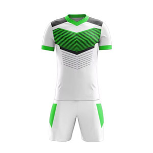 Men's <b>White</b> Green Soccer Jersey Set V-Neck Short Sleeve Moisture Wicking Polyester Football Uniform Athletic Fit All Seasons - Product Image 3