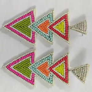 Tyntra ต่างหูปักลายลูกปัดคุณภาพพรีเมี่ยมทำด้วยมือสำหรับผู้หญิงผู้หญิงอินเดียต่างหูแฟชั่น - Product Image 5