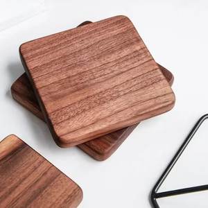 Posavasos de madera natural para té y café, posavasos cuadrado de color marrón nogal para el hogar y el restaurante, posavasos para servir bebidas - Product Image 2