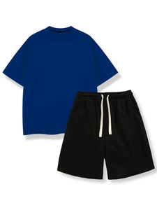 Men's <b>Slim</b> <b>Fit</b> Summer <b>Shorts</b> Set High Quality 100% Cotton Quick Dry Plus Size Streetwear Shirt Custom Logo Printed Breathable - Product Image 5