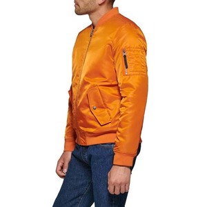 Chaquetas de bombardero de béisbol naranja Ropa de hombre Estilo de calle alta Chaqueta de béisbol universitaria de satén impermeable de manga larga para hombres - Product Image 3