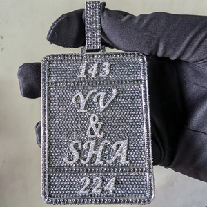 Collier à pendentif en argent sterling 925 plaqué or blanc VVS Moissanite glacé unisexe Bijoux de luxe unisexe - Product Image 1