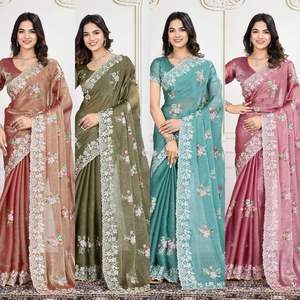 Sari de Diseñador de Seda Crujiente de Última Moda, Opción de Compra al por Mayor y al Detal Directamente de Fábrica, Venta Rápida - Product Image 6