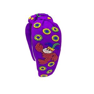 Mardi Gras Festival Designer Bandeaux De L'Inde Monogrammé À La Main Seed Perlé Noué Accessoires De Cheveux - Product Image 4