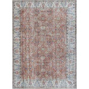 Tapis en laine noué à la main vintage grande surface Pae-2883, motif floral rouge-orange, pour salon, couloir, chambre d'adolescent, rectangulaire - Product Image 1