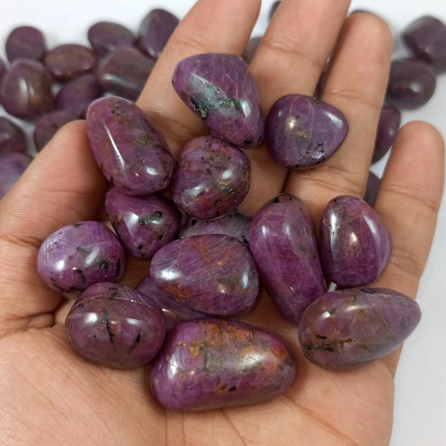 Healing Polished Pink Ruby Tumbled Stones Crystals Bulk Natural Crystal Stones Radha Arts