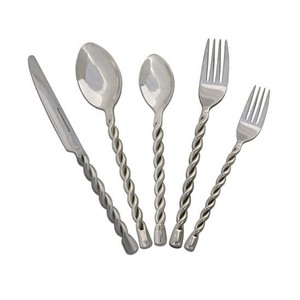 Vaisselle d'usine en acier inoxydable poli à l'or kit de couverts à poignée gaufrée style royal kit de couverts en métal vente en gros - Product Image 6