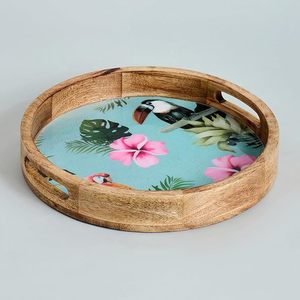 Bandeja <span class=keywords><strong>Rectangular</strong></span> Grande Hecha a Mano para Servir de Madera de Mango, Hermosa Mesa de Centro de Madera Impresa para Cocina, Comedor o Decoración del Hogar - Product Image 1