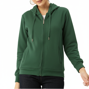 Sudadera con Capucha y Cremallera Vintage para Mujer, Corte Regular, 100% Algodón, Estilo Urbano, Servicio OEM, Novedad 2026 - Product Image 1