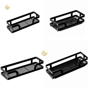 Estante de almacenamiento de especias de decoración de cocina de Color negro de Metal de venta superior de alta calidad estante de especias de gran tamaño hecho a mano de 2 niveles - Product Image 2