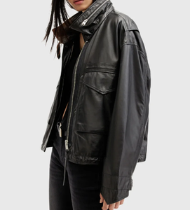 แจ็กเก็ตหนังสำหรับผู้หญิงแท้2025ระบายอากาศได้ดี - Product Image 5