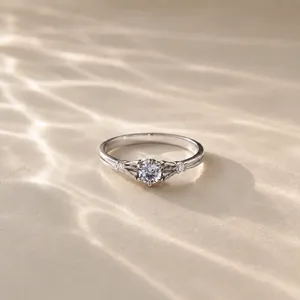 Pear-Shaped Moissanite Cluster <b>Ring</b> in Rhodium-Plated Platinum VVS1 Fine Jewelry - Product Image 4