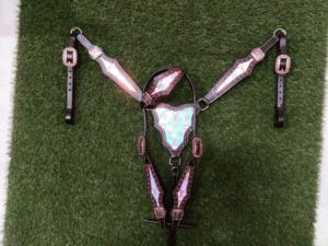 Meilleure vente sur mesure 100% cuir de vache une oreille tête avec collier de poitrine et sangle de flétrissement fabricant - Product Image 4