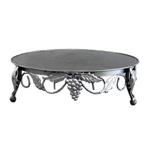 Evento Fiesta Celebración Comida Pastel Postre Servidor Copa Pastel Servidor Soporte Diseño en relieve Soporte de pastel de metal redondeado - Product Image 4