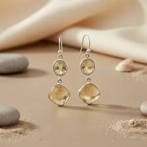 Plata 925 # Moda #   Pendientes de Citrino para Uso Diario - Product Image 2