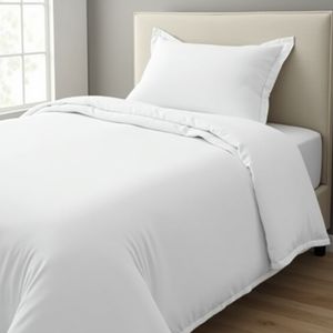 Funda nórdica de satén con borde francés Premium, 190x245 cm, algodón blanco suave y sedoso, borde francés de calidad Premium - Product Image 4