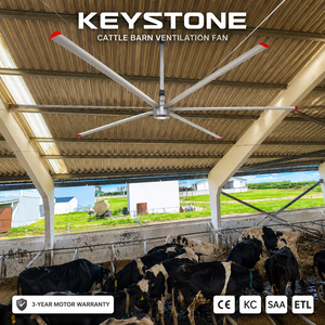 พัดลมเพดาน HVLS ป้องกันการกัดกร่อน Keystone สำหรับควบคุมความชื้นในฟาร์ม โรงเรือนเก็บอาหารสัตว์ และคลังสินค้า - Product Image 1