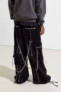 Pantalon Cargo Noir pour Hommes Taille Haute Zip-Off Puls Taille Rue Porter avec Logo Personnalisé Fermeture Élastique à la Taille Vente en Gros - Product Image 3