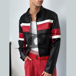 High Quality Custom Designed <b>Black</b> Corduroy Leather Racer Jacket Men Winter Waterproof Breathable - Product Image 6