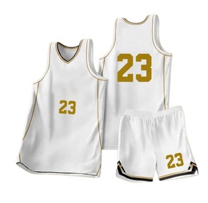 Conjunto de Uniforme de Baloncesto Personalizado con Logotipo, 100% Poliéster, Color Blanco y Dorado, Impresión de Números, Manga Corta, Uniforme Deportivo para Equipo, Nombre del Equipo - Product Image 4