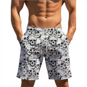 Short de haute qualité pour hommes avec impression tête de mort personnalisé respirant taille moyenne polyester élastique Service OEM disponible - Product Image 1