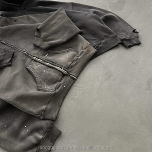 Vêtements de rue d'hiver en gros pour hommes, fermeture éclair, coton lourd, délavé à l'acide, épaules tombantes, surdimensionné, haute qualité - Product Image 3