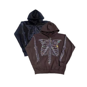 เสื้อฮู้ดซิปผู้ชายผ้าฝ้ายเนื้อนุ่มระบายอากาศดี แต่งคริสตัล สไตล์โดดเด่น ลดราคาพิเศษ - Product Image 1