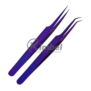 Pinces à cils violettes en acier inoxydable, droites et courbées, pointues – Fourniture directe usine - Product Image 1
