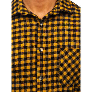 Top Trendy <b>Men</b> Plaid Flannel <b>Shirts</b> Corduroy Collar Quiet Lining 100% Cotton Loose Fit Heavyweight Knitted Outdoor Wear - Product Image 6