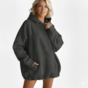 Sweat à capuche oversize en polaire chaud pour femme, doux et confortable, tendance, coupe décontractée, style streetwear - Product Image 1