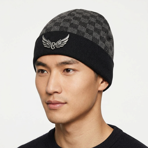 Unisex Checkered Beanie Knit Hat with Contrast Color Cuff 100% Acrylic <b>Winter</b> <b>Cap</b> Adults Casual Ski Wear ROLEIN 58-60cm - Product Image 4