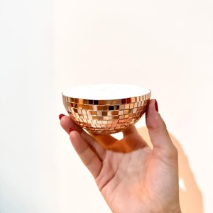 Portavelas Decorativo de Lujo de Mosaico de Vidrio Blanco - Product Image 3