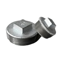 Bouchon fileté en fonte malléable galvanisé zingué DN15, filetage BS/NPT, pression de service 1,6 MPa, classe de tuyauterie 1000