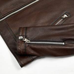 Chaqueta de piel de oveja genuina de alta calidad para hombre, abrigo marrón informal Simple para primavera y otoño directamente del fabricante - Product Image 5